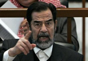 Deceased Iraqi President Saddam Hussein reacts in court during the Anfal genocide trial in Baghdad in this December 21, 2006 file photo. REUTERS/Nikola Solic